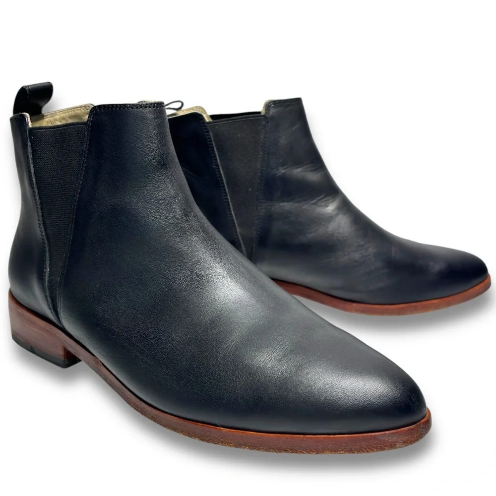 Nisolo Black Leather Eva Everyday Slip On‎ Chelsea Ankle Boot Size 7